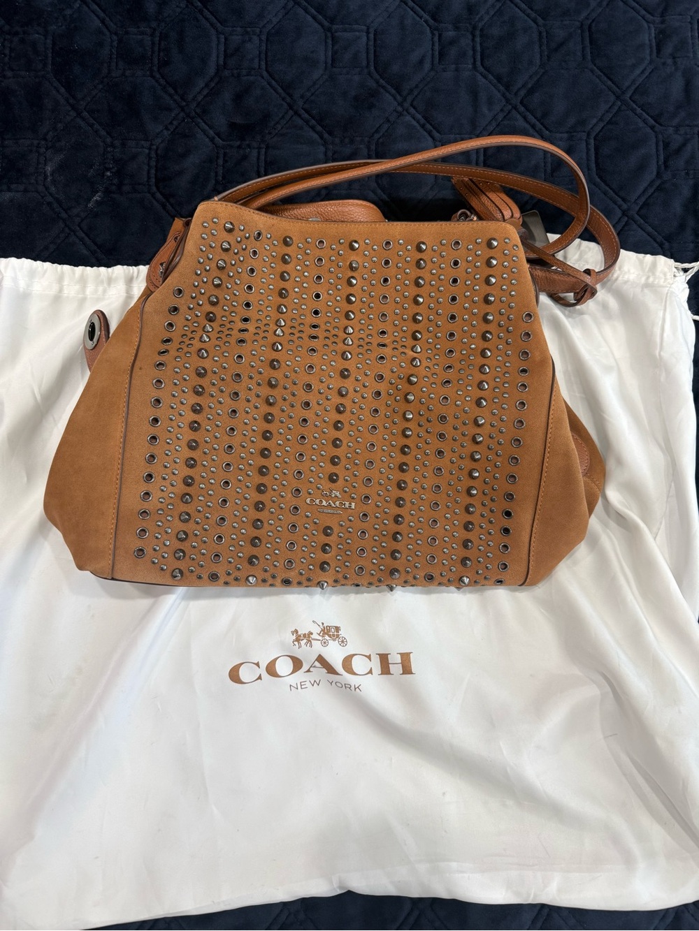 Coach Studded Shoulder Bag in Saddle Brown